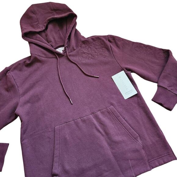 Athleta Hoodie Sweatshirt Womens Small Floral Embroidered Pullover Oversized Ath - Picture 1 of 8